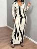 Long Sleeve Plus Size Vintage Stripe New In Dresses for Women Casual Spring Autumn Maxi Bodycon Dress