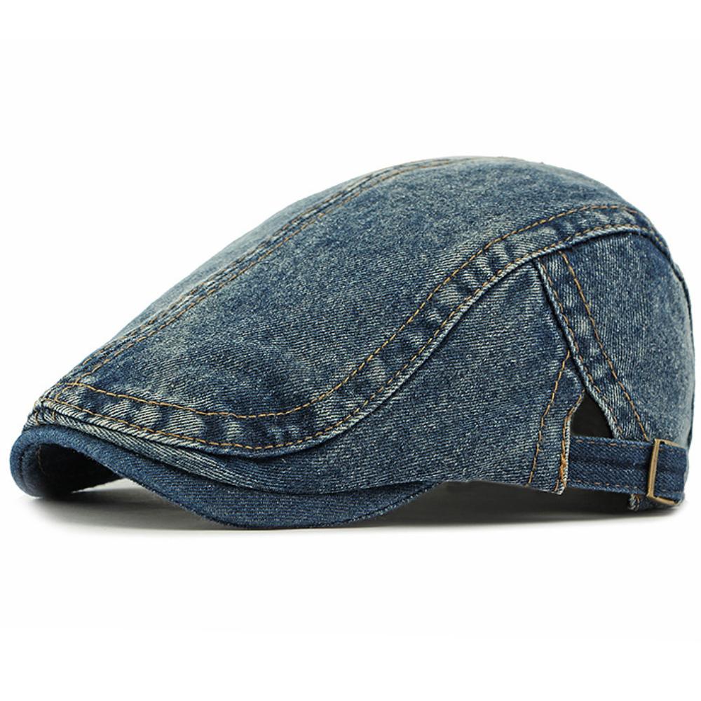 HT4436 Mens Berets Women Spring Summer Autumn Denim Beret Cap Vintage Artist Painter Beret Hat Male Female Adjustable Flat Caps