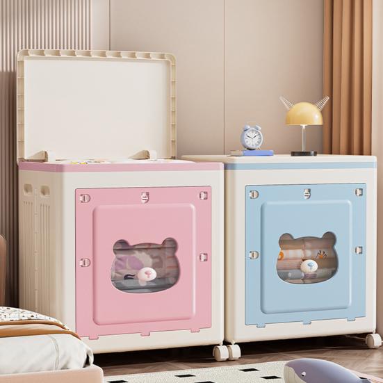 Yousheng Stackable Storage Bin with Lid Foldable Storage Box with Door And Casters Collapsible Rolling Organizer for Bedroom Closet Living Room