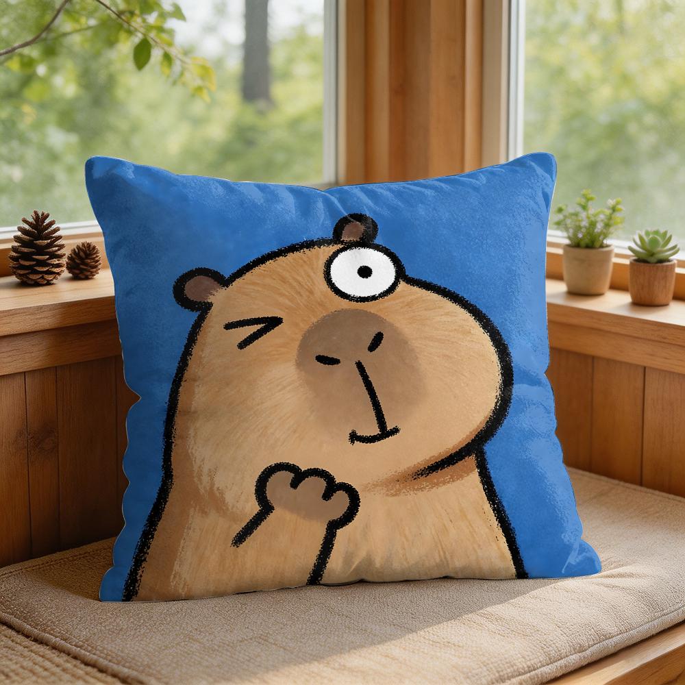Cute Kicapara Cartoon Cushion Cover Silky Short Plush Invisible Zipper Dustproof Sofa Pillow Case For Home Decor