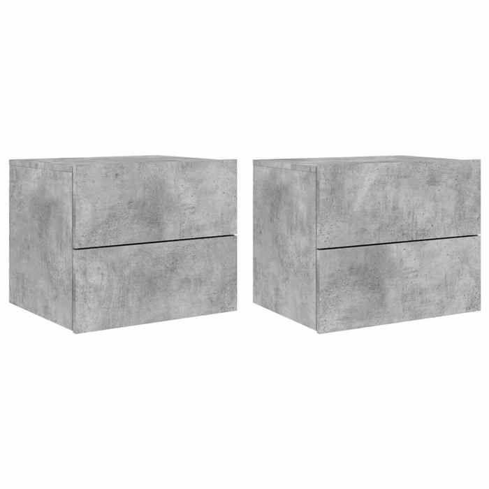 Maison Exclusive - Tables de chevet murales avec lumières LED 2 pcs gris béton