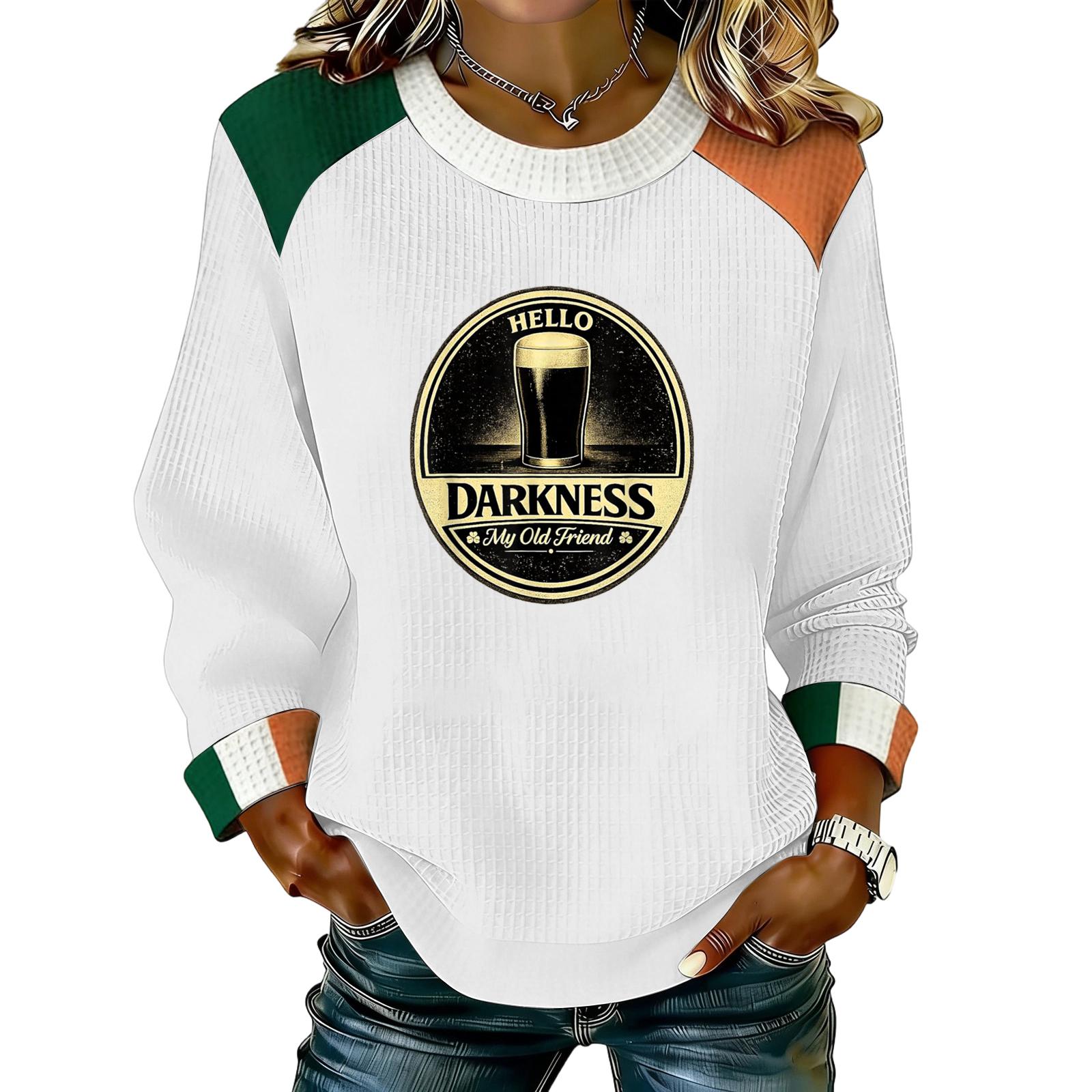 

Women s Casual Fashion Print Long Sleeve Round Neck Pullover Top Blouse XL білий