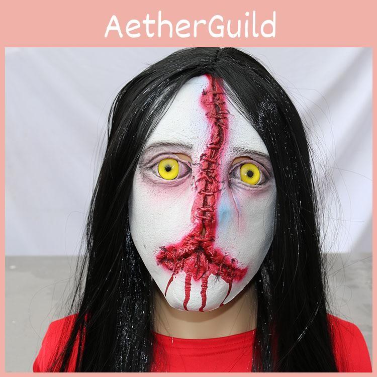 Long Ghost Hair Face Cosplay Mask For Halloween Haunted House Escape Games
