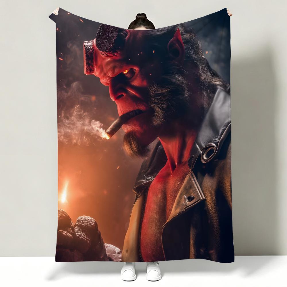 Movie HHellboy Throw Soft Warm Flannel Throw Blanket Multiuse for Sofa Bed Office Nap