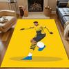 Soccer Player in Yellow Jersey Artwork Patterned carpet, non slip mat suitable for living room and bedroom sofas