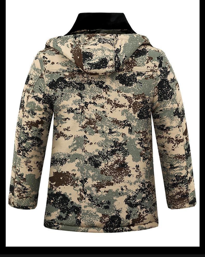 Kamuflážní bavlněná bunda střední délky, voděodolná, s květinovým vzorem, podšitá sametem - Odolná proti chladu a trvanlivá pro chladírny nebo stavbu.