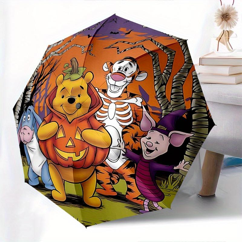 Halloween, Winnie the Pooh Automatic Opening and Closing Umbrella, Compact Travel Umbrella, Lightweight and Portable, Suitable for Beach Com