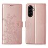 For Samsung Galaxy A36 5G Wallet Case Butterfly Floral Imprint PU Leather Phone Cover with Wrist Strap