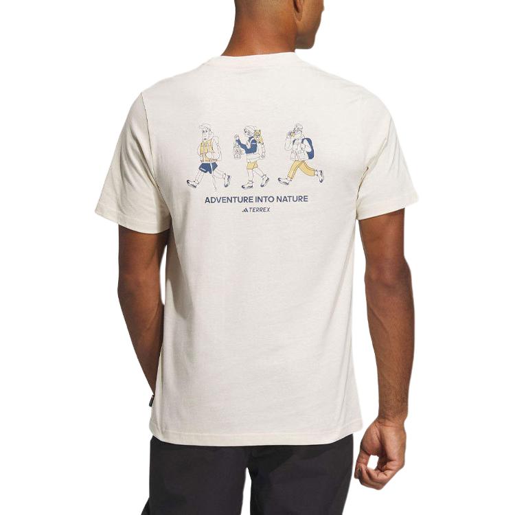 adidas T Shirts Men's Beige Crew Neck Moderate Straight Fit IS0287