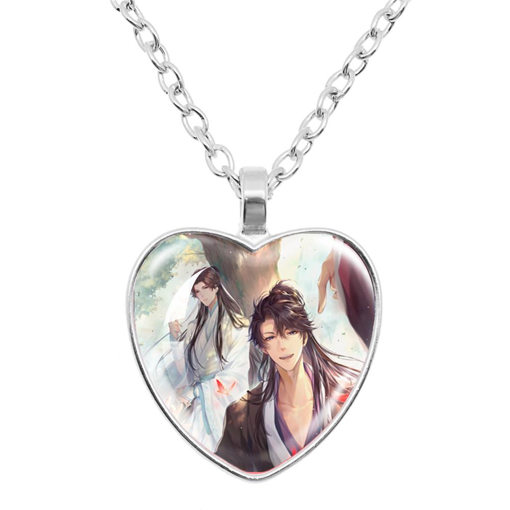 The Husky And His White Cat Shizun ErHa Mo Ran Chu WanNing Anime Cosplay Glass Cabochon Pendant Heart Necklace GiftsTo Friends