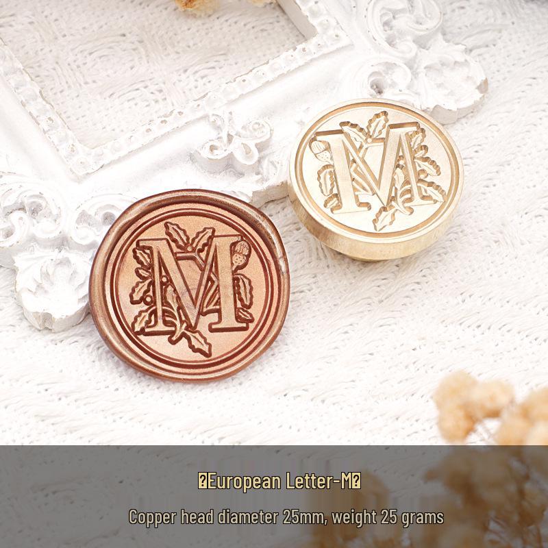 Wax Seal Stamp Head with 26 A-Z Letter Patterns - Retro Copper Design for Envelopes
