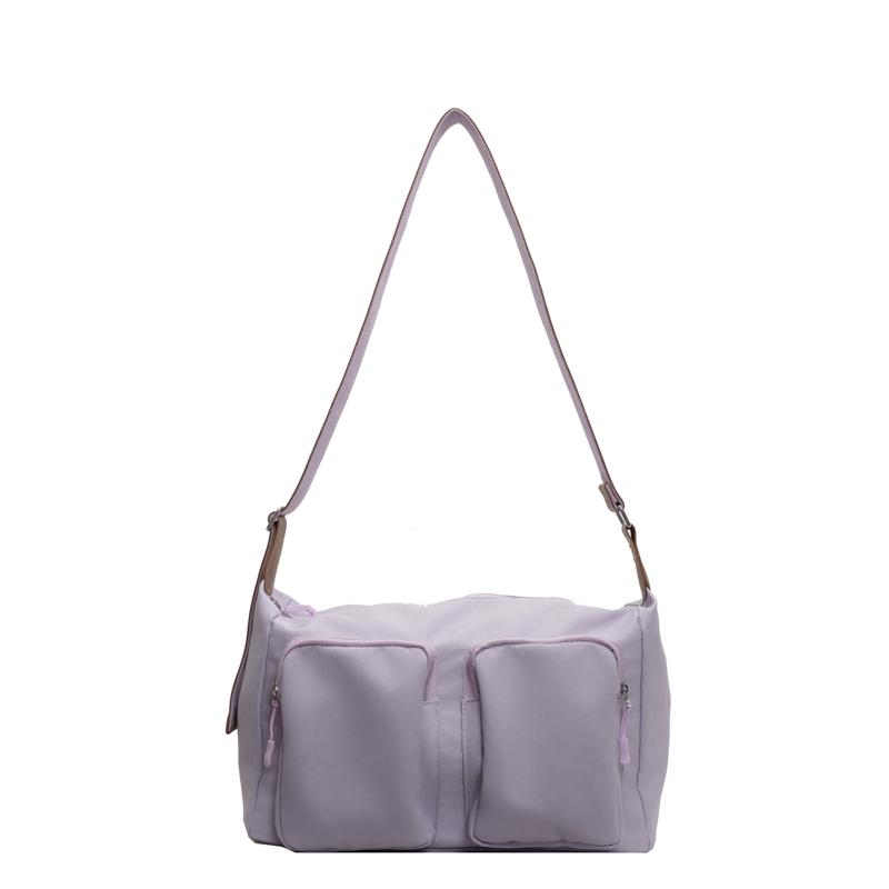 Women Multiple Pockets Shoulder Bag Solid Color Nylon Totes Vintage Large Capacity Ladies Leisure Handbags Designer Shopping Bag