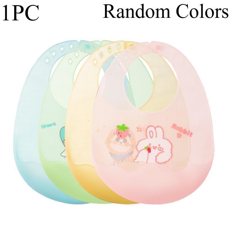 

1PC baby eating ultra-thin silicone bib children s rice pocket baby soft and light waterproof bib saliva pocket saliva towel Random Colors