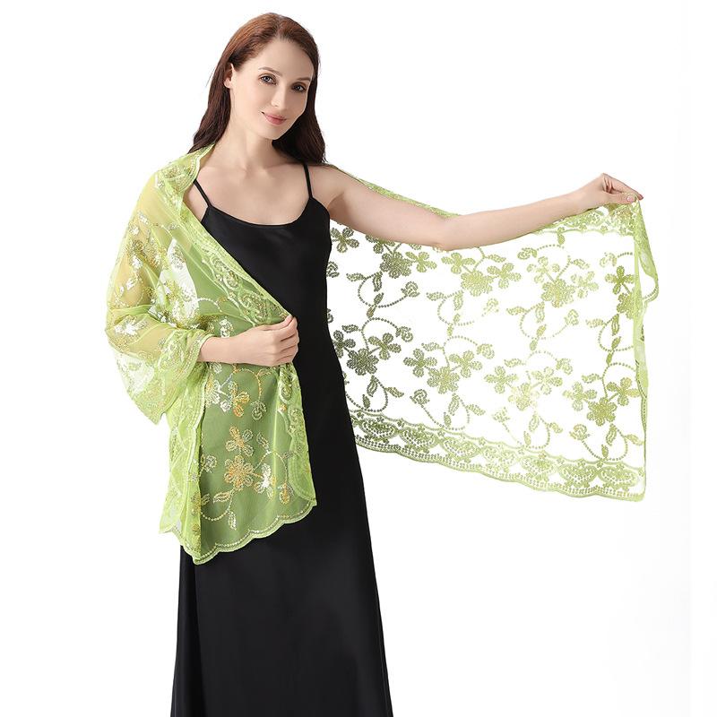 Ситцевый шаль свадебное платье вечернее платье ципао шаль невеста подружка невесты шаль шарф женский шарф bud зеленый