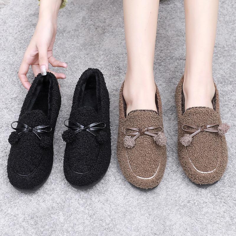 Winter new old Beijing cloth shoes velvet warm daily home indoor women's cotton slippers one foot cotton shoes