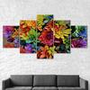 Colorful Abstract Flowers 5 Piece Five Panel Wall Canvas Print Modern Art Poster Picture Home Decor Gift For Him For Her