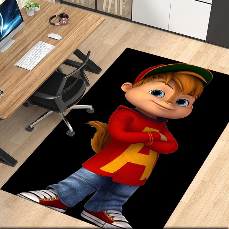Tapete com Estampa de Alvin e os Esquilos para Cadeira de Escritório Sala de Estar Quarto Cozinha Decoração de Ambientes Presentes