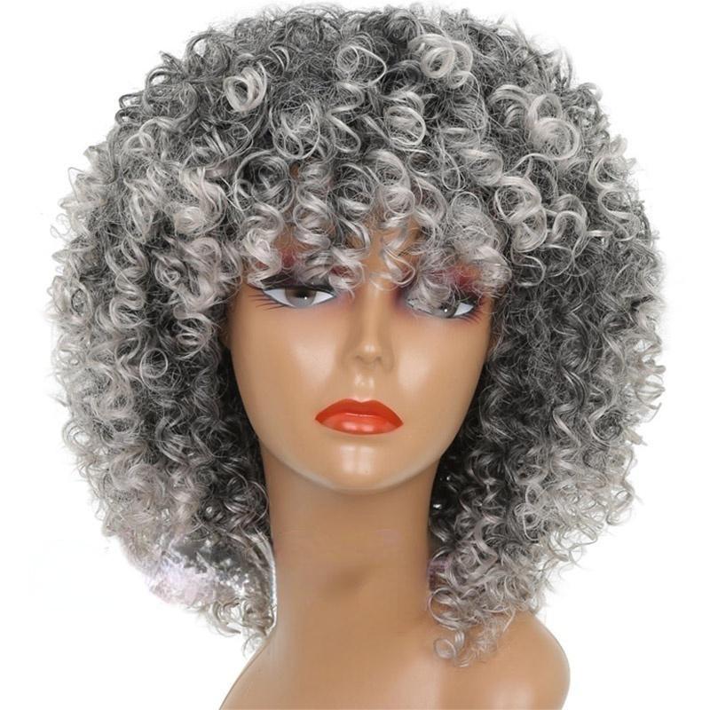 Linda peruca sintética loira ombre de cabelo curto e encaracolado para mulheres (cor: 4 cores)
