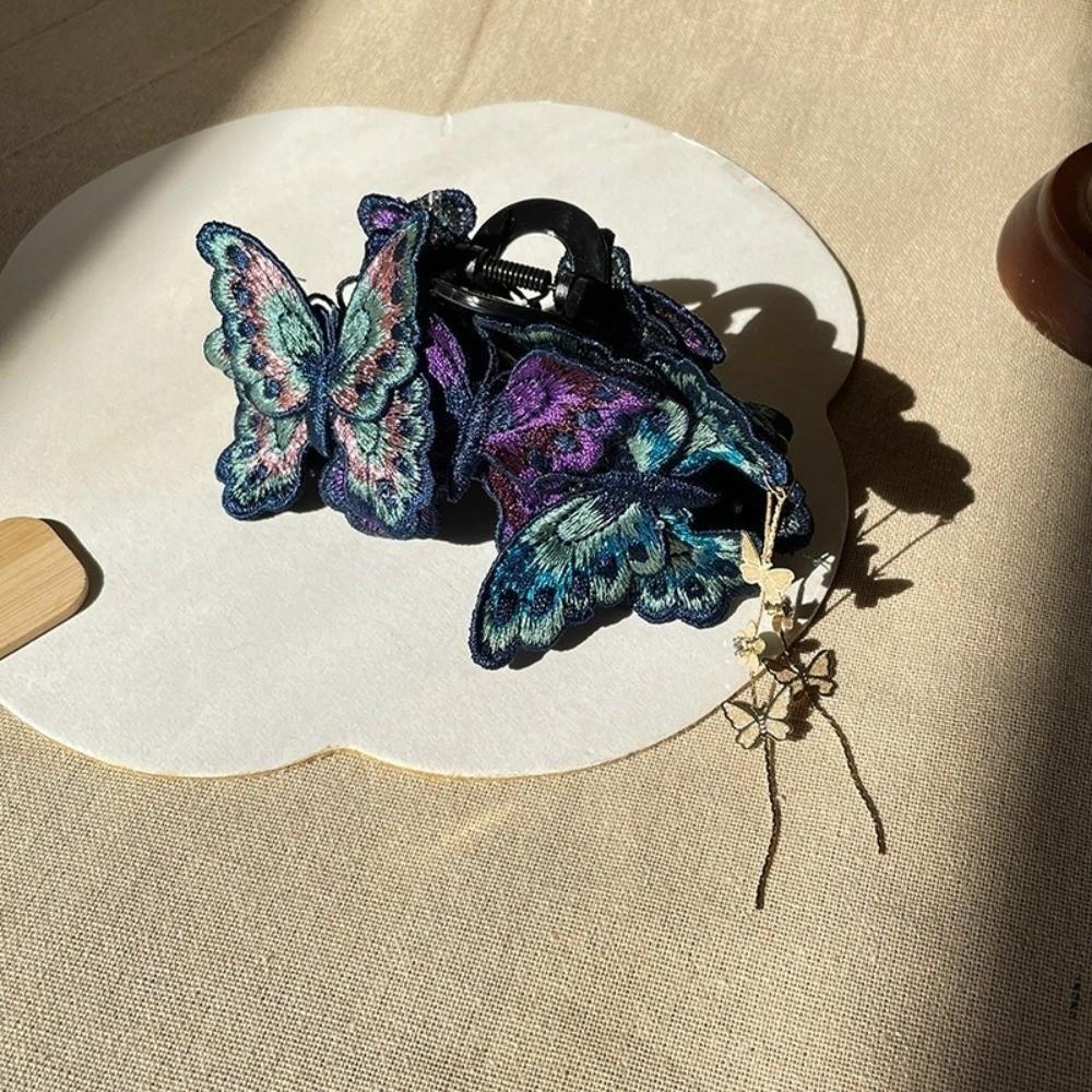 Flower Tassel Hair Grab Clip Kniting Large Shark Clip Vintage Butterfly Hair Claw Women