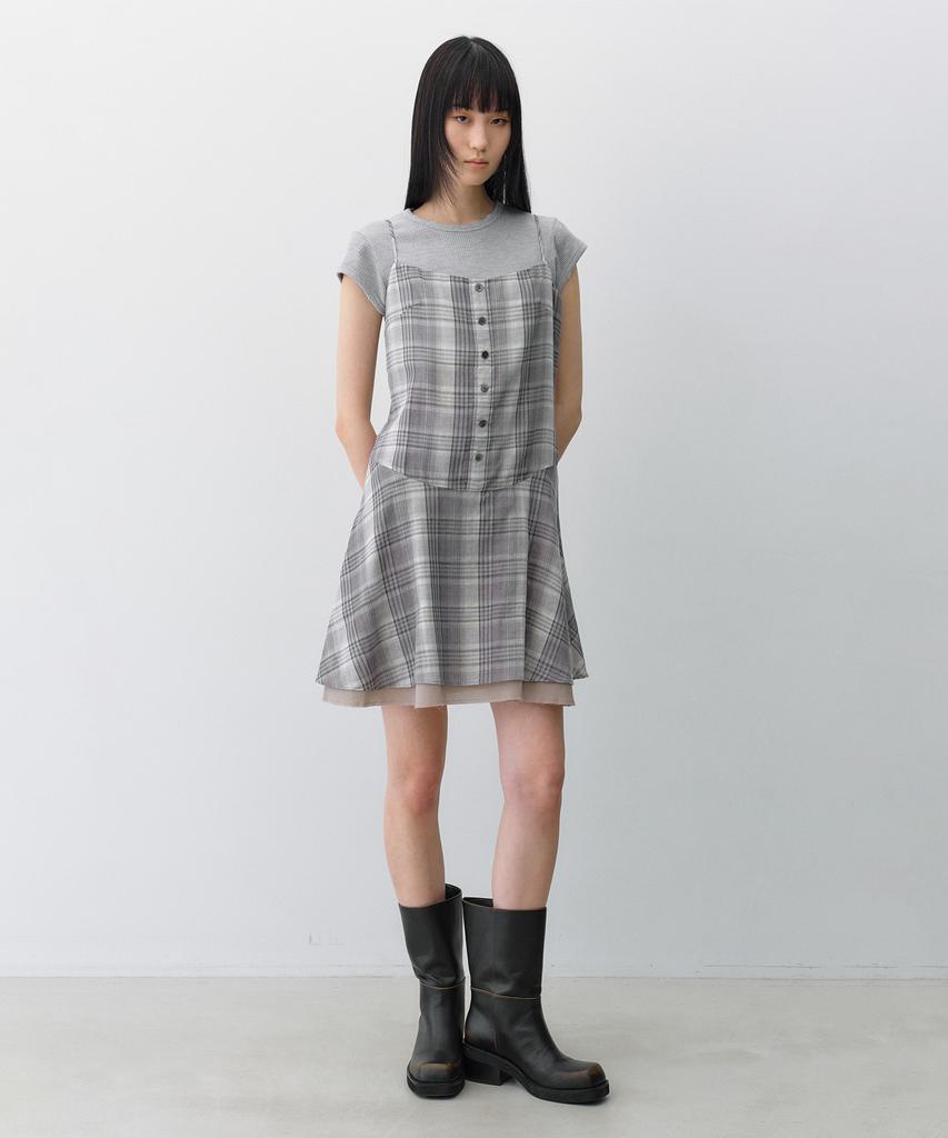 Insilence Woman Check Mini Dress Grey
