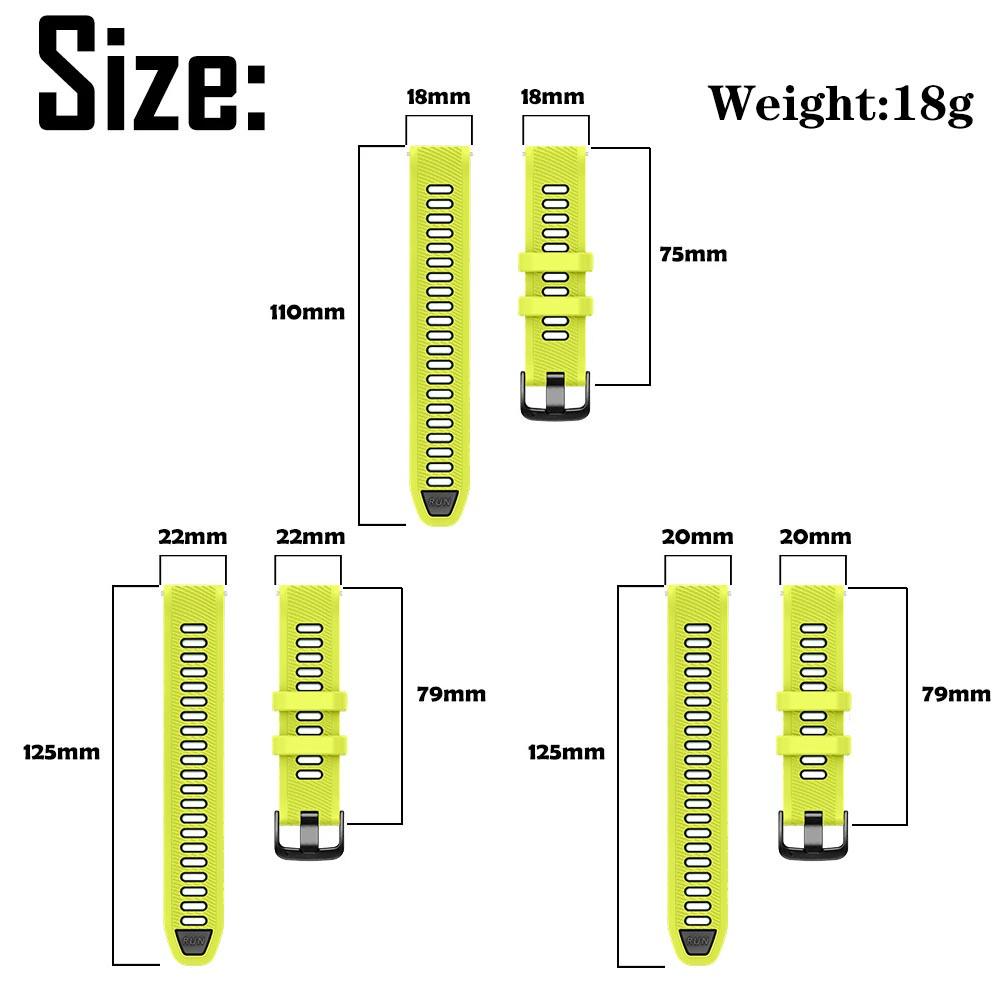 Bracelets de montre 18 mm 20 mm 22 mm pour Garmin Vivoactive 6 5 4 Bracelets Sport pour Garmin Forerunner 265 255 245 168 165 158 55 645 Bracelets