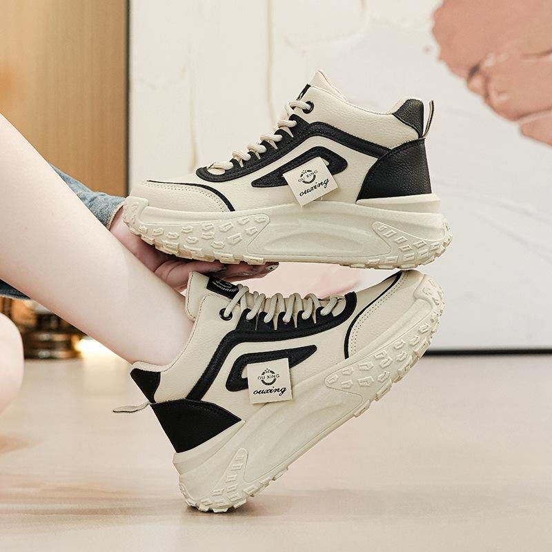 Spring new ins thick-soled high-top dad shoes, student running sports shoes increase height and leisure Q