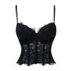 Top Bustier Corsetto Shapewear Bianco Rete Pizzo Steccato con Spalline