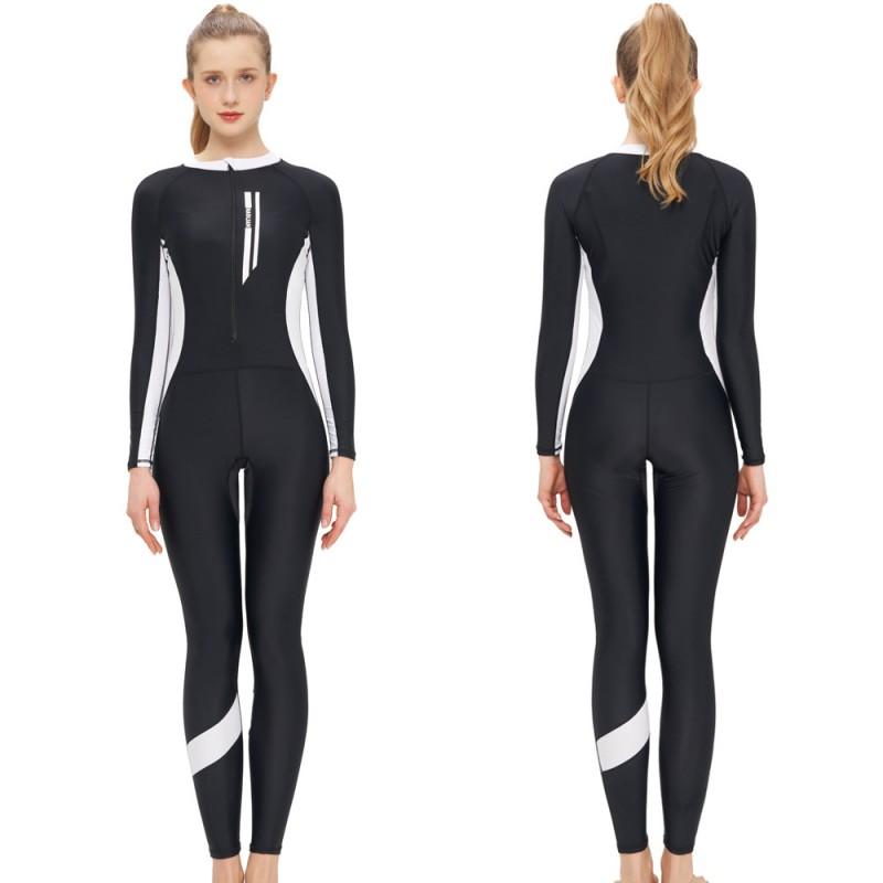 Costum de baie cu mânecă lungă pentru femei, acoperire completă, protecție împotriva erupțiilor cutanate, pentru surf, snorkeling, protecție UV, costum de scufundare