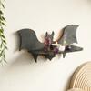 Creative Bat Shape Wood Floating Shelf Jewelry Crystal Display Wall Shelves for Halloween Bedroom Living Room Decoration
