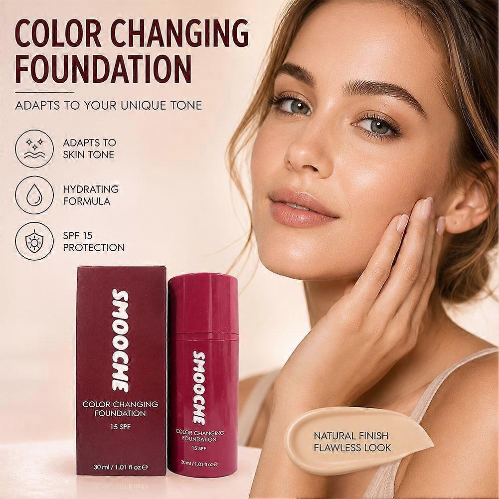 Smooche Foundation Korean, Smooche Colour Changing Foundation, Moisturizing Concealer Long-Lasting, Even Skin Tone for All Skin Types - 30ml