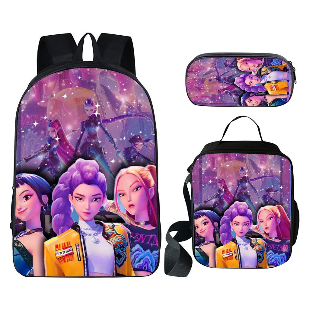 Fashionable And -looking Three Piece Backpack Set For Students Crossbody Bag Pencil Case