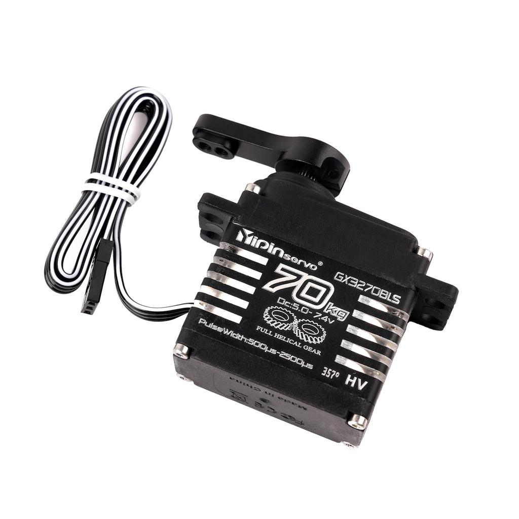Rcmall 70KG High Torque GX3270BLS Digital RC Servo, 180/270/360 Degree Metal Gear, IP68 Brushless Motor, Black (357 Degrees)