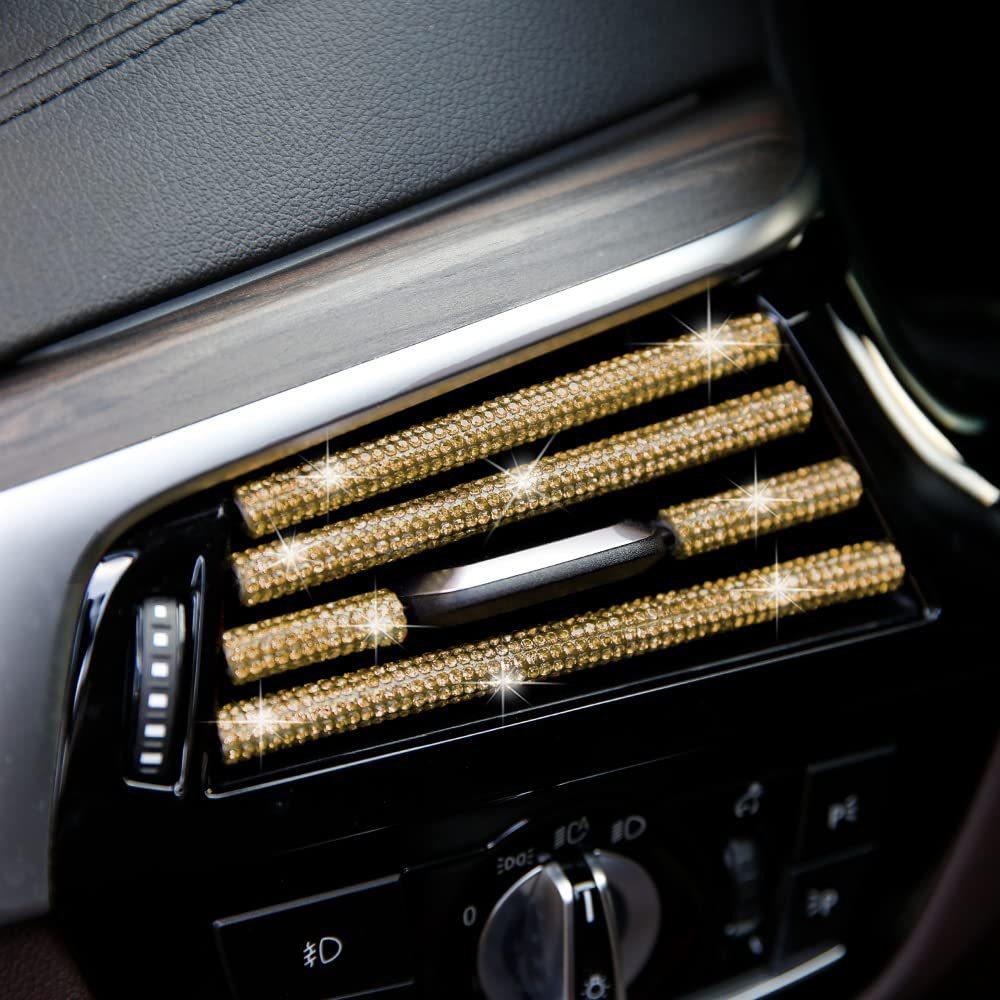 10pcs Universal Diamond Car Air Conditioner Outlet Decorative Strip Bling Rhinestone Car Accessories Interior for Girls Women