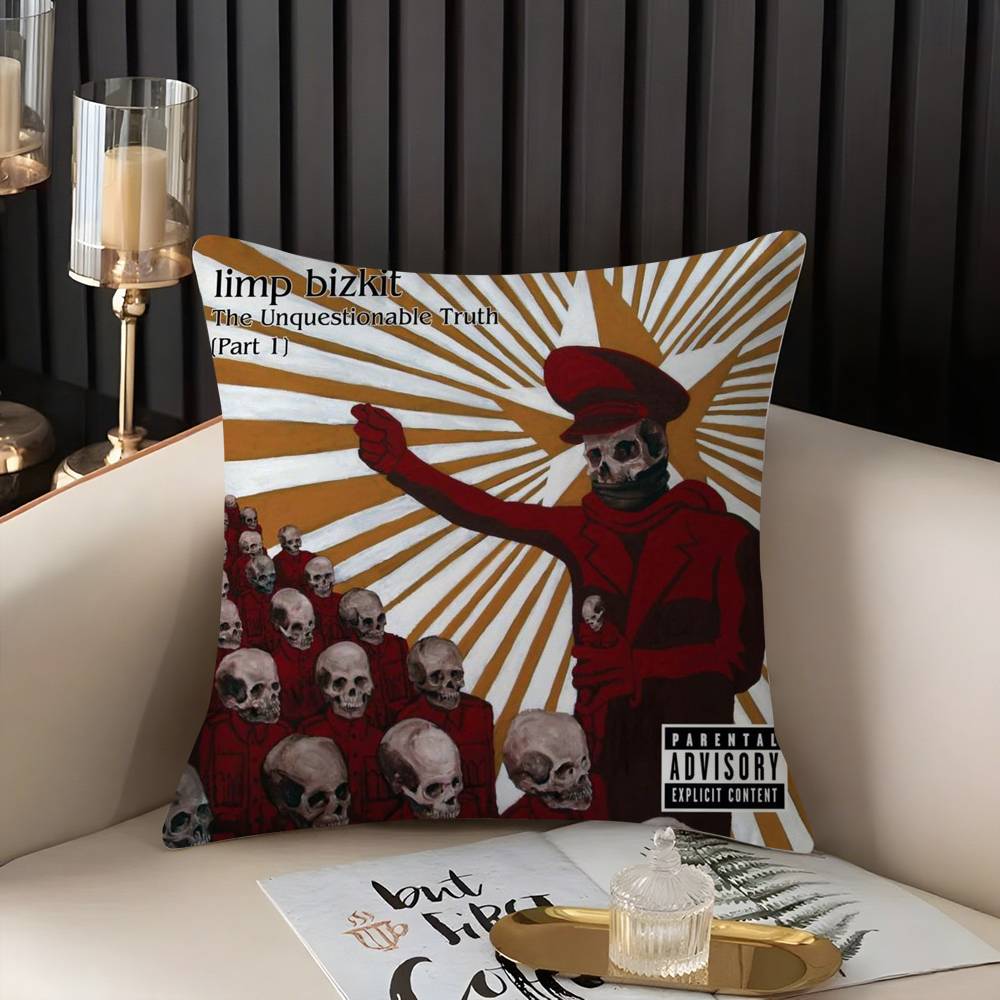L-Limp Bizkit Music Pillow Case Home Dorm Chair Back Short Plush Double-sided Printing Office Nap Time Cushion Cover