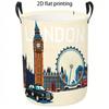 1pc Laundry Basket, London City Landmark Pattern Dirty Clothes Hamper, Casual Vintage Style Storage Bin with Handle, Foldable Organizer for Home Bedro