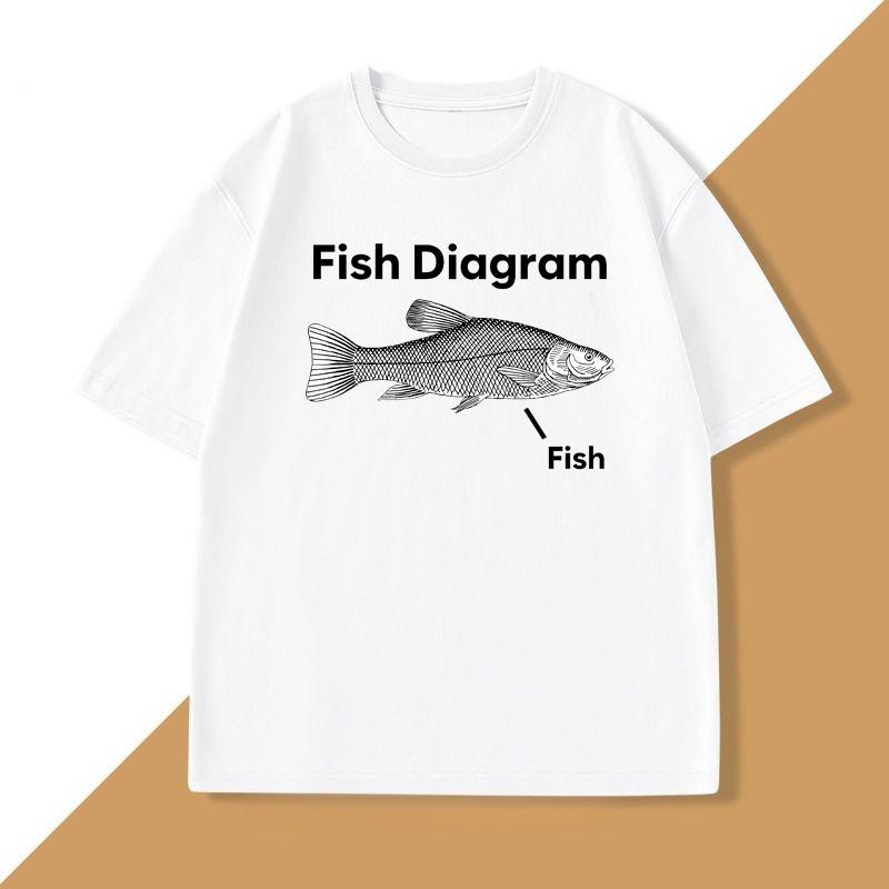 Funny Fish Diagram Joke Graphic Tshirts Unhinged T Shirt Casual Harajuku Cotton Short Sleeve Tee Designer Clothes WOMEN Tops