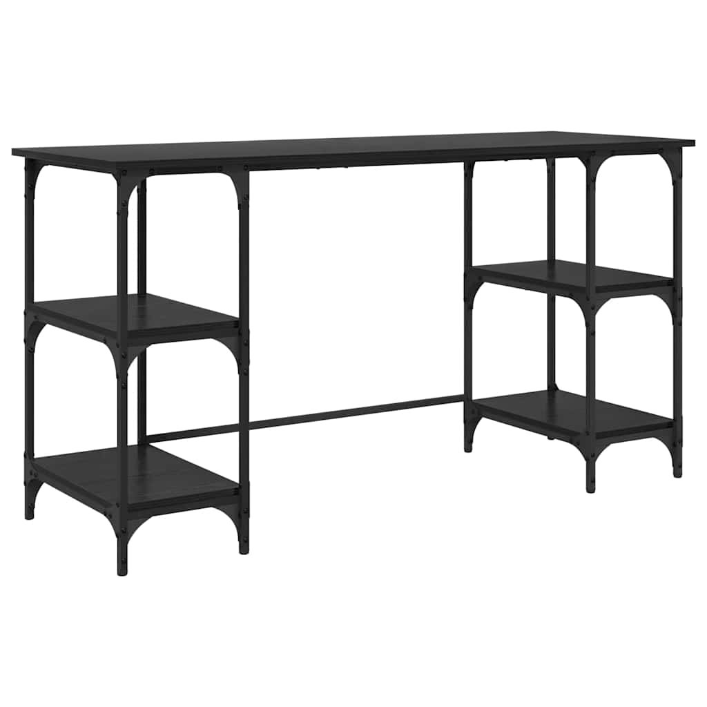Desk with Shelf Black Oak Effect 140 x 50 x 75 cm