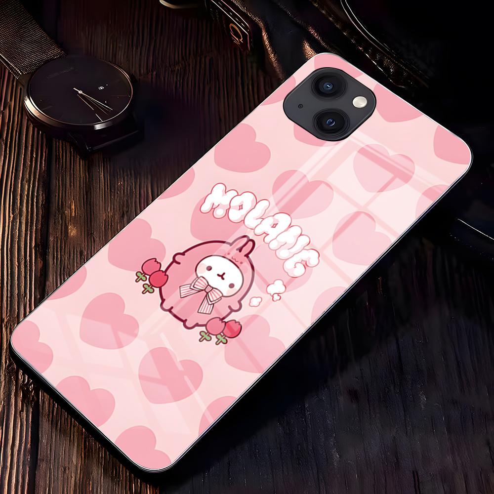 Cute A-molang Phone Case For IPhone 17 Pro Max 16 15 14 Pro Max 13 11 X Xs Xr 8 7Plus Glass Cover
