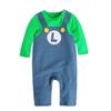Super Mario Bros Baby Crawling Romper Jumpsuit Costume with Hat Set, Mario Luigi Cosplay Outfit for Newborn Halloween Party SZBS