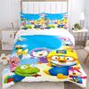 3-teiliges Pororo der kleine Pinguin & Freunde Kinder Bettwäsche Set - Universelles Dreiteiliges Set für Schlafzimmer, Gästezimmer, Wohnzimmer, Hotel - Perfektes Geschenk