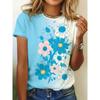 Sommer Damen Gänseblümchen Blumenprint Übergröße T-Shirt O-Ausschnitt Kurzarm Locker Lässig Oberteile Mode Damen Blumen Grafik T-Shirts Streetwear