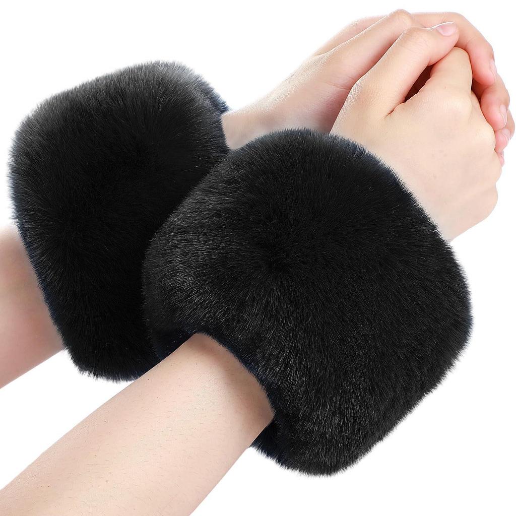 Plush Faux Fur Wrist Cuffs for Winter & Halloween Costumes