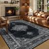 Persian American Black Carpet Large Area Living Room Decoration Home Retro Ethnic Bedroom Rug Cloakroom Lounge Soft Mat Washable