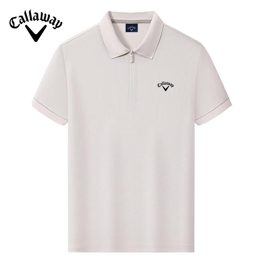 

Callaway 2025 Summer Embroidered Golf Business Casual Sports Style Non Trace Zipper Collar Flip Collar Polo Shirt XXL