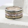 Vintage Hand Carved Women's Ring Creativity Tricolor Color Metal Geometry Daily Wear Party Jewelry Anniversary Gift