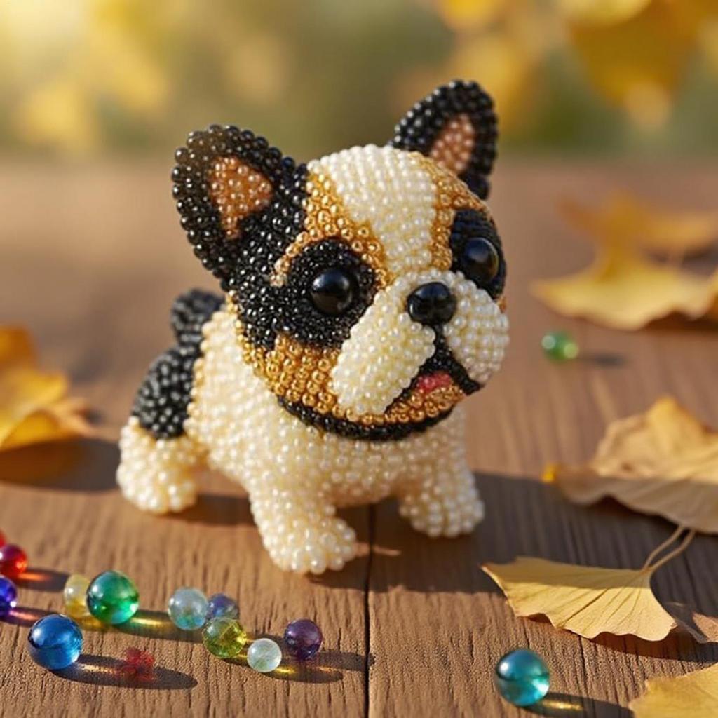 Dog Bead Embroidery Kit Three-Dimensional Dog Animal Bead Embroidery Kit Ornament Making Sewing Art Complete Accessories for