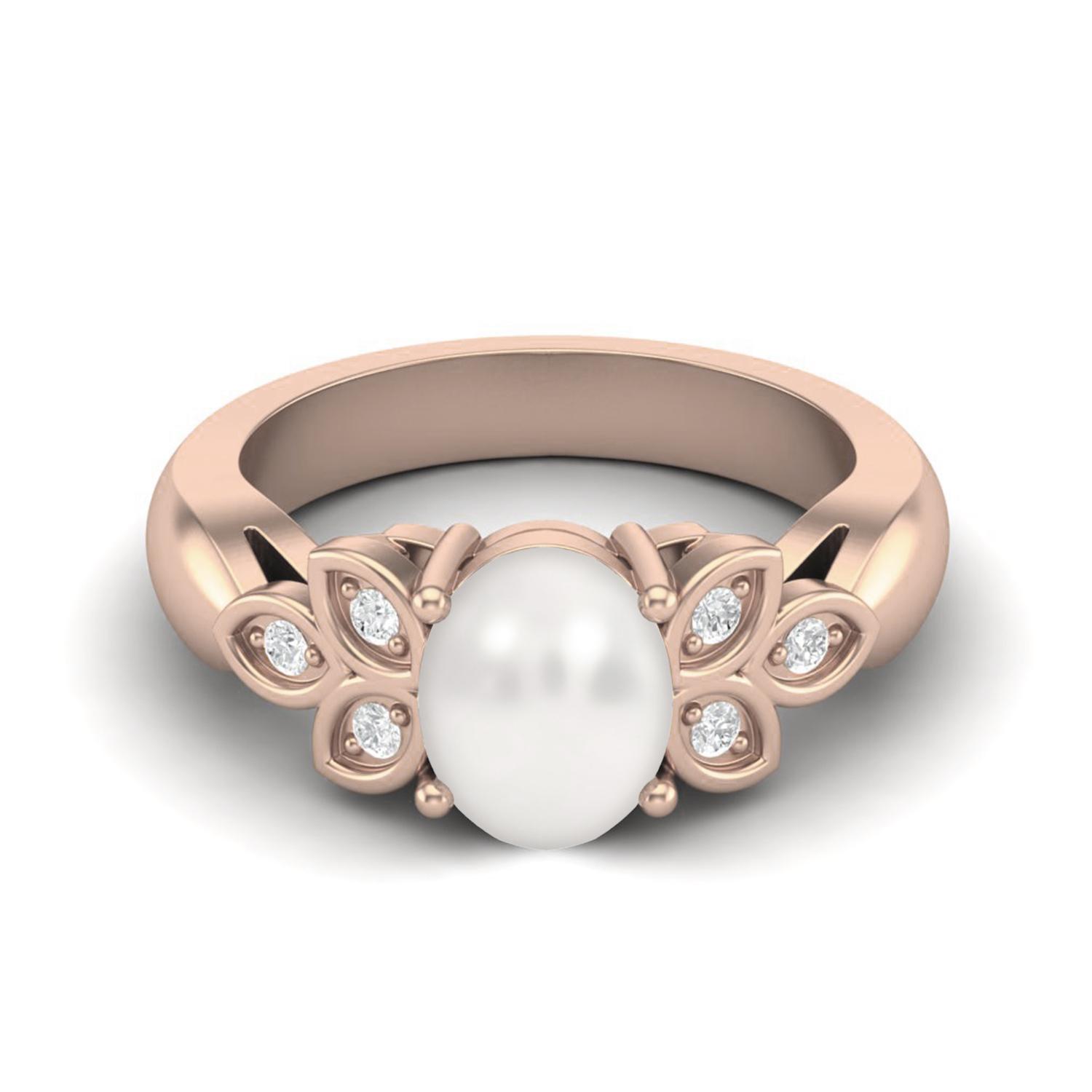 8x6MM Oval Shape Pearl Gemstone 925 Sterling Silver Rose Vermeil Solitaire Women Wedding Ring 11 ярко-розовый