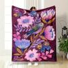 A Vibrant Floral Pattern with Butterflies, a Bird, and Bold Pink Hues. for All Seasons Blanket Lunch Break Throw Gift