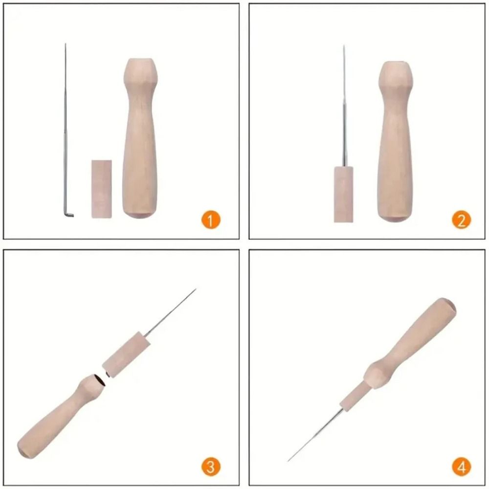34Pcs/Set Wooden Handle Felting Needles with Bottle Wool Felting Needles Kit Needle Felting Tools