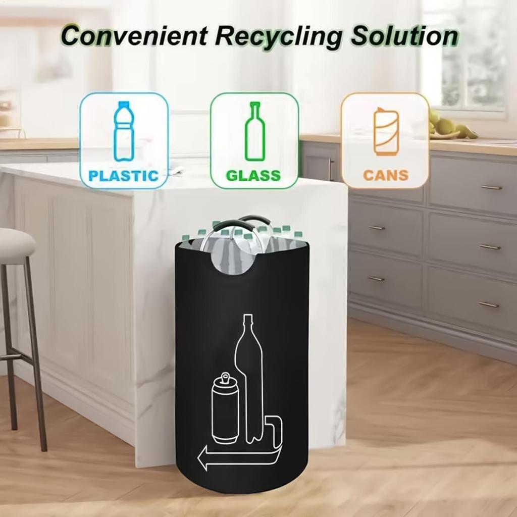 Large Capacity Bottles Collection Container with Handles 115L Oxford Waste Glass Storage Container Home Organizer for Kitchen